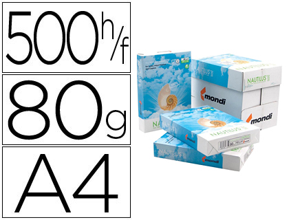 500h papel fotocopiadora Nautilus Superwhite  reciclado A4 80g/m²